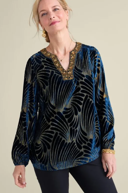 Adrienne Embroidered Velvet Tunic