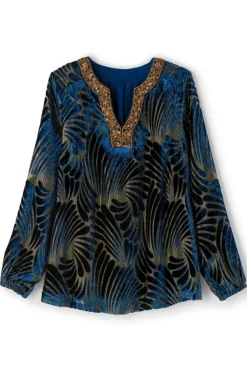 Adrienne Embroidered Velvet Tunic