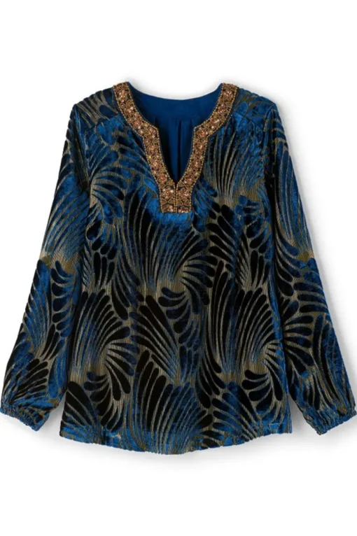 Adrienne Embroidered Velvet Tunic