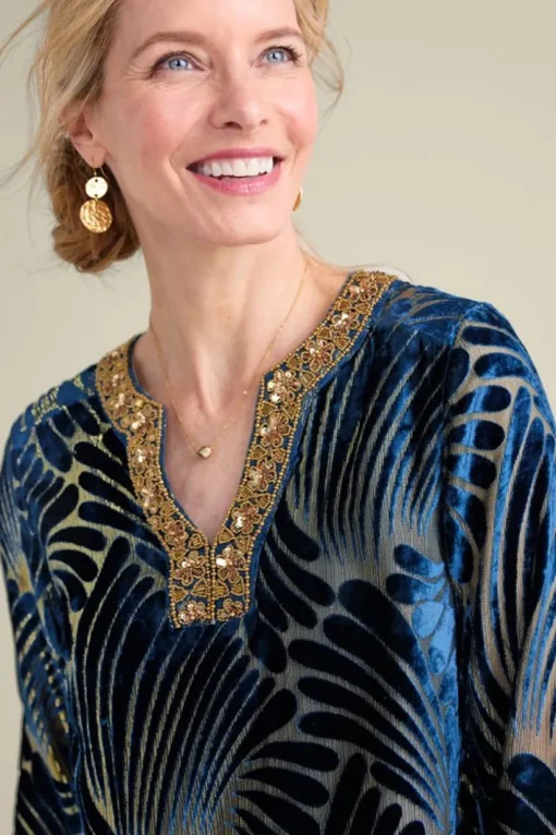 Adrienne Embroidered Velvet Tunic