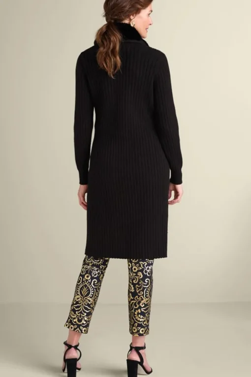 Amalie Faux Fur Collar Ribbed Cardigan