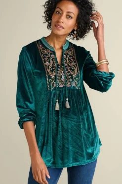 Ashanti Embellished Velvet Tunic