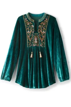 Ashanti Embellished Velvet Tunic