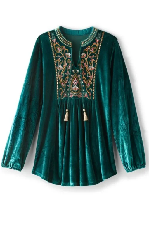 Ashanti Embellished Velvet Tunic