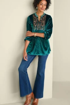 Ashanti Embellished Velvet Tunic
