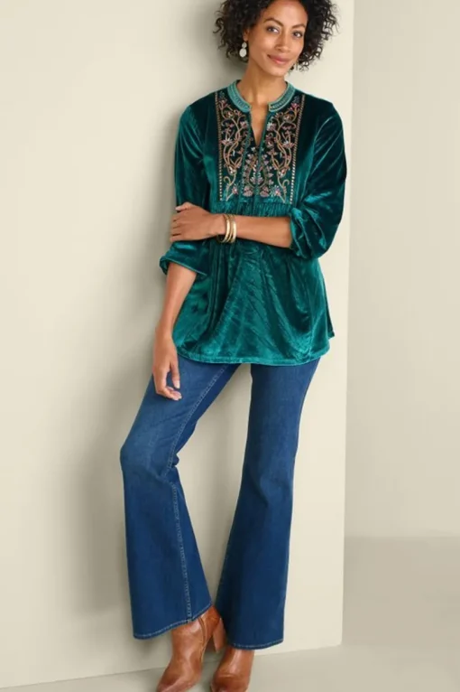 Ashanti Embellished Velvet Tunic