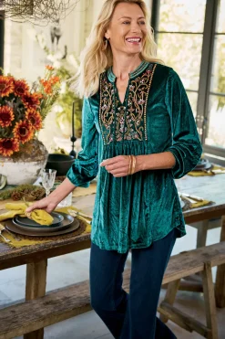 Ashanti Embellished Velvet Tunic