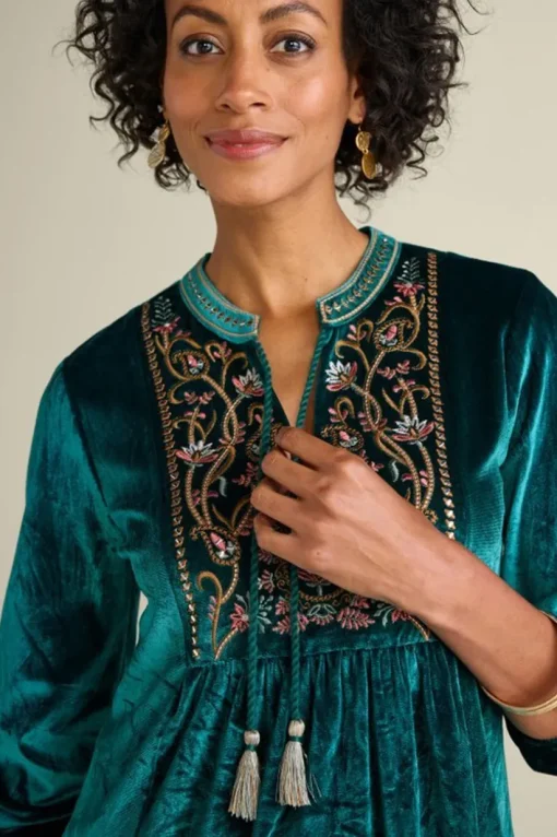 Ashanti Embellished Velvet Tunic