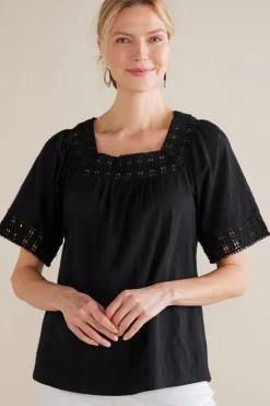 Brianna Crochet Knit Tee