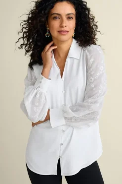 Calathea Embroidered Sleeve Shirt