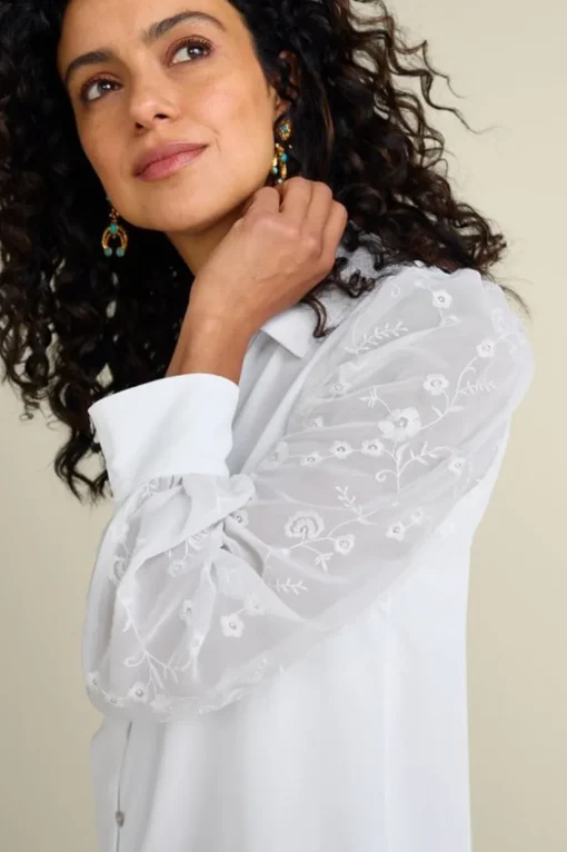 Calathea Embroidered Sleeve Shirt