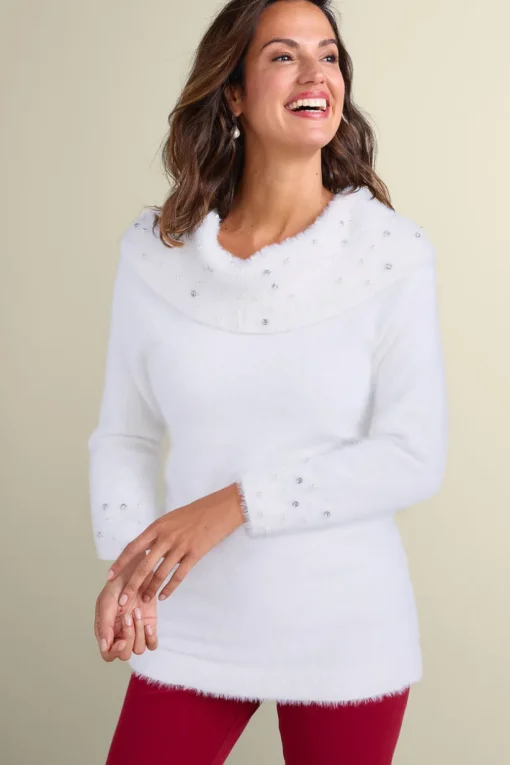 Christina Embellished Cowl Neck Sweater Tunic