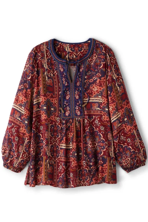 Cindra Embroidered Gauze Tunic
