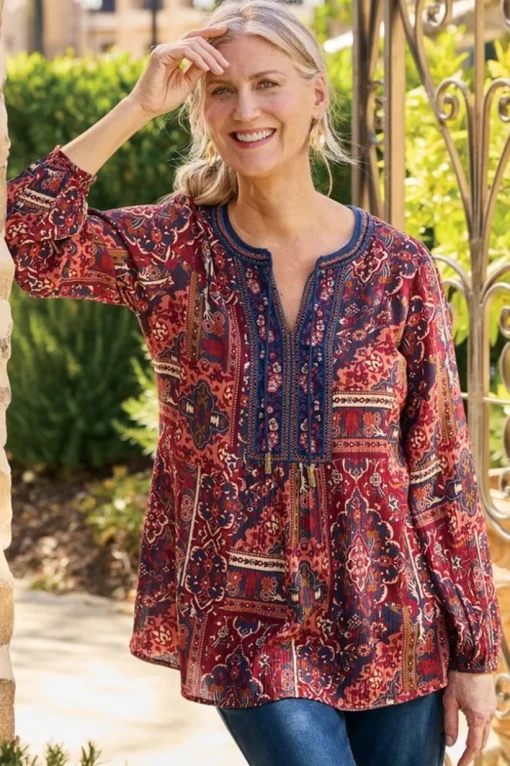 Cindra Embroidered Gauze Tunic