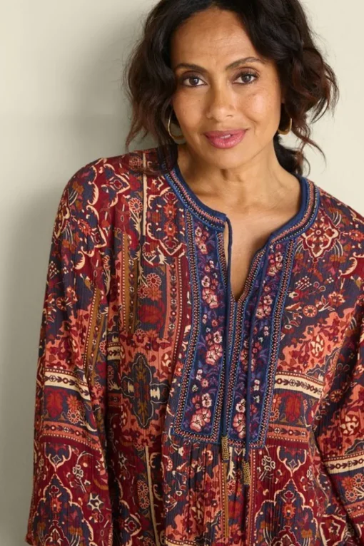 Cindra Embroidered Gauze Tunic