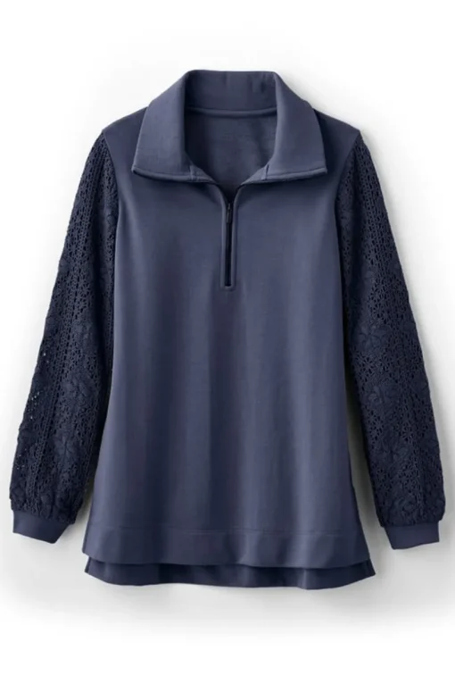 Crochet Sleeve French Terry Tunic