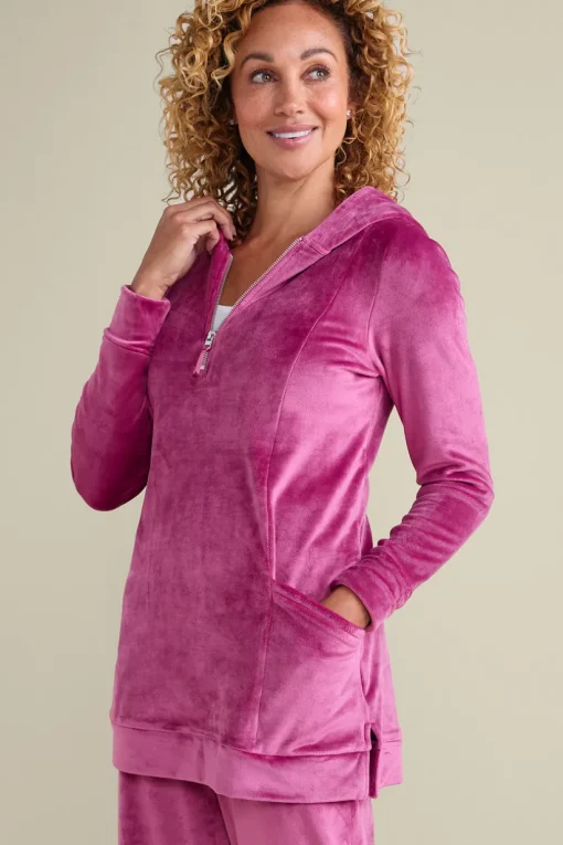 Dixie Velour Zip Hoodie Tunic