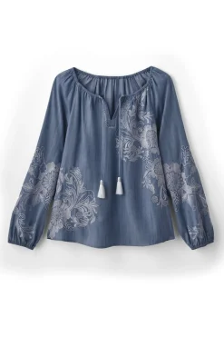 Diya Embroidered Tencel™ Peasant Top