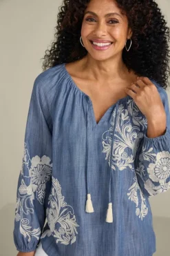 Diya Embroidered Tencel™ Peasant Top