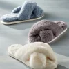 Dreama Faux Fur Cross Band Slippers