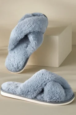Dreama Faux Fur Cross Band Slippers