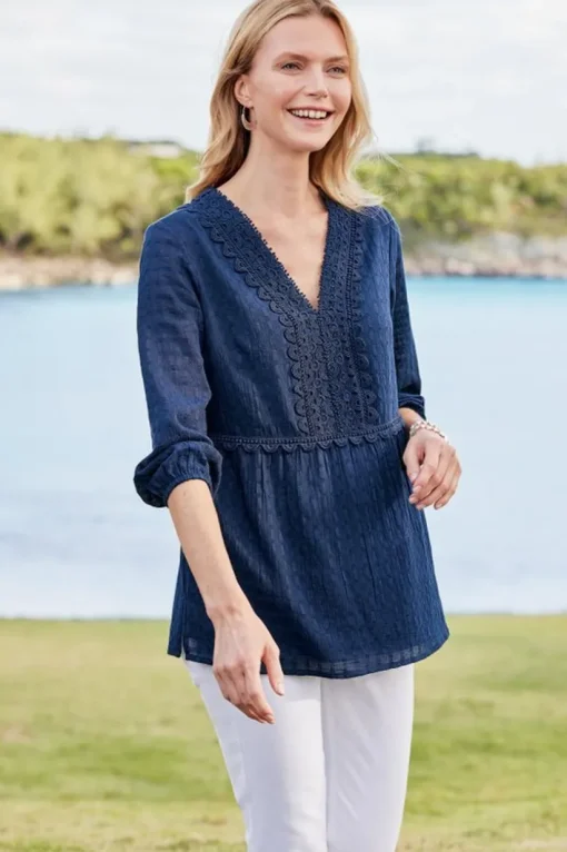 Elodie Windowpane Gauze Top
