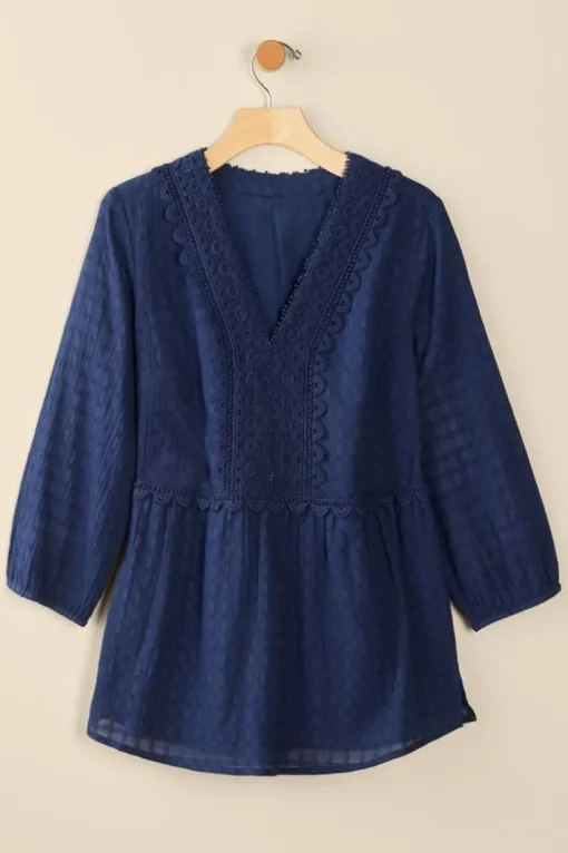 Elodie Windowpane Gauze Top