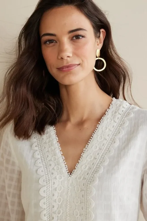 Elodie Windowpane Gauze Top