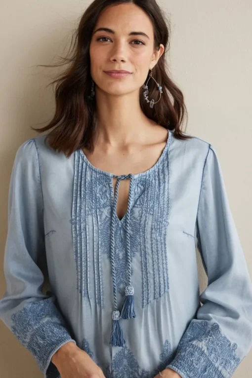 Emily Embroidered Tencel™ Top
