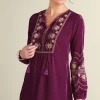 Evelyne Embroidered Velvet Tunic
