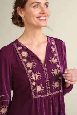 Evelyne Embroidered Velvet Tunic
