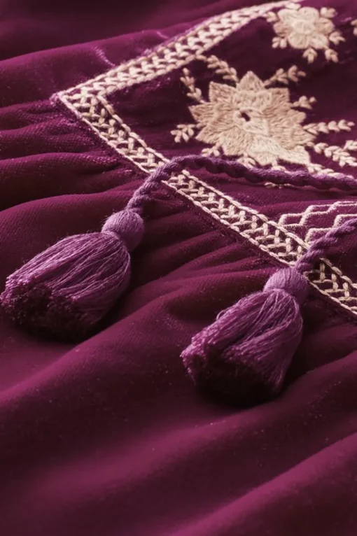 Evelyne Embroidered Velvet Tunic