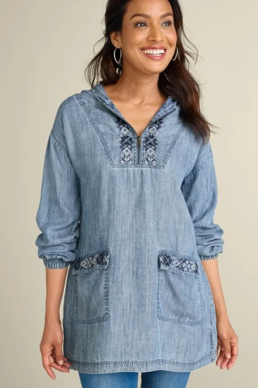Evie Embroidered Tencel Hoodie