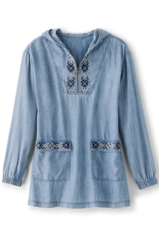 Evie Embroidered Tencel Hoodie