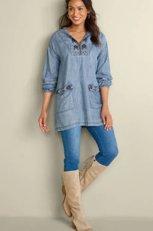Evie Embroidered Tencel Hoodie
