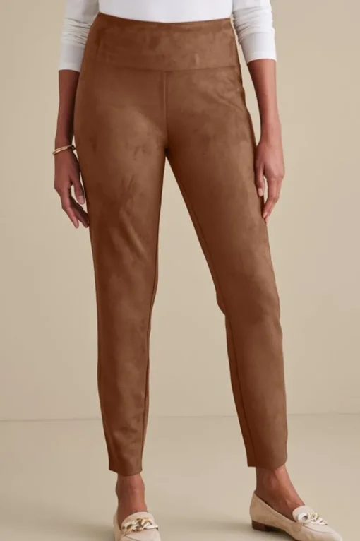 Faux Suede Pull-On Leggings