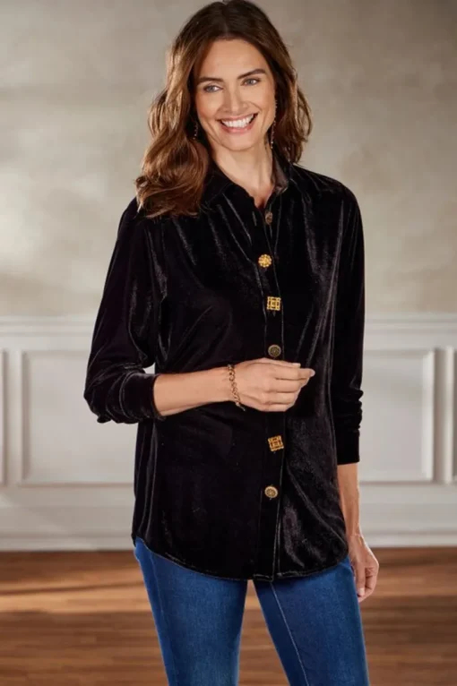 Filigree Velvet Boyfriend Shirt