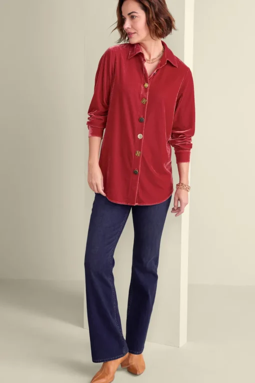 Filigree Velvet Boyfriend Shirt