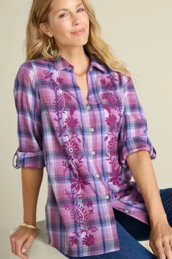 Gracie Embroidered Plaid Big Shirt