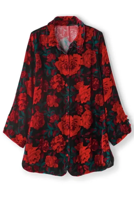 Icon Silk Velvet Poets Tunic Shirt