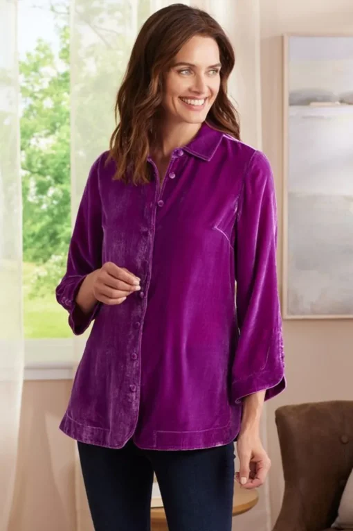Icon Silk Velvet Poets Tunic Shirt