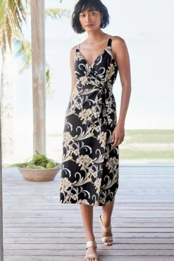 Isla Stretch Linen Midi Dress