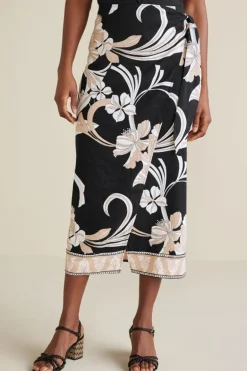 Isla Stretch Linen Midi Skirt