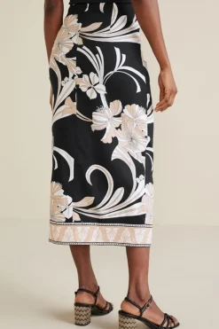 Isla Stretch Linen Midi Skirt