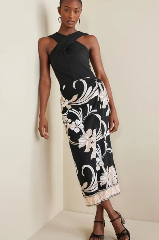 Isla Stretch Linen Midi Skirt