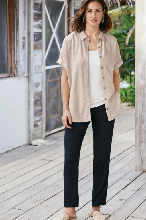 Isla Stretch Linen Slim Leg Pants