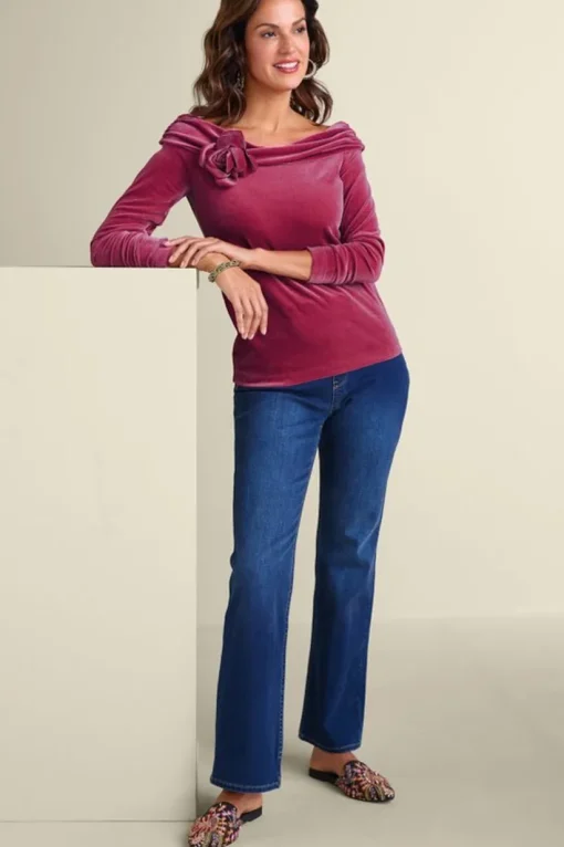 Jeanna Rosette Velvet Top
