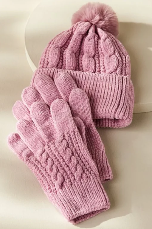Jules Chenille Hat & Gloves Set