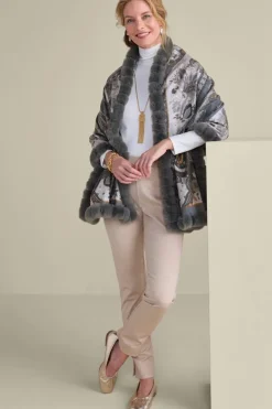 Katya Faux Fur Trim Wrap Scarf