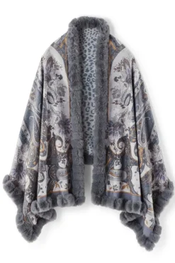 Katya Faux Fur Trim Wrap Scarf